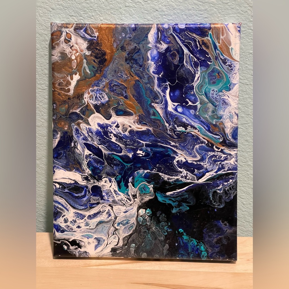 Abstract Blue and Copper Canvas Art